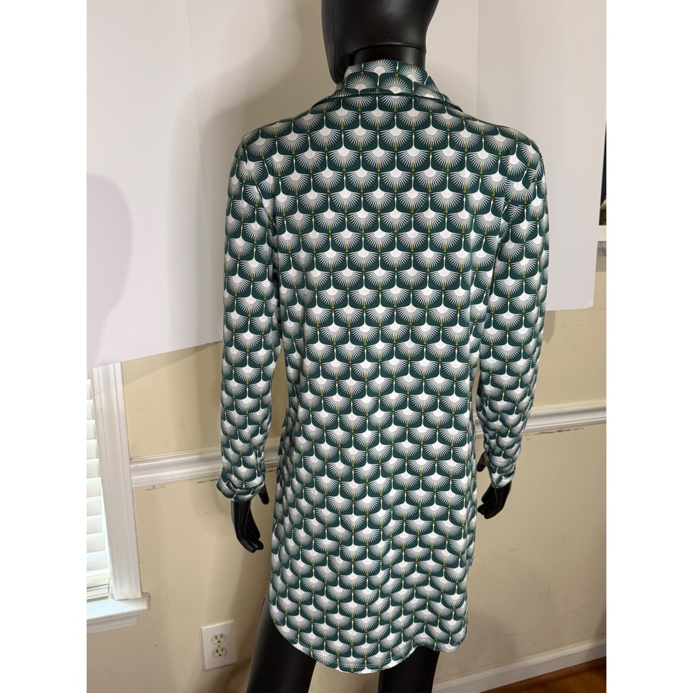 Petite Plume Womens XS Pima Cotton Nightshirt Green White Crane Sleep Shirt - Picture 5 of 16
